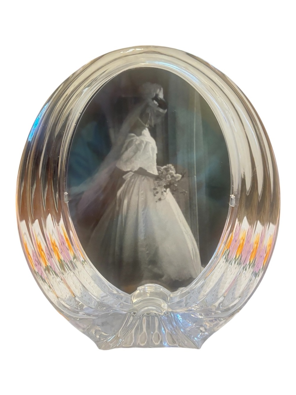 Mikasa Clear Oval Crystal Picture Frame Art Nouveau style 8 X 9 inches